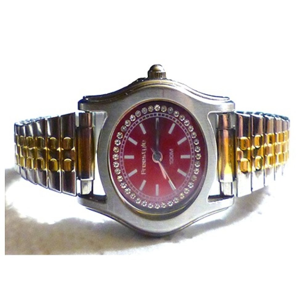 Two-Tone Freestyle Red Dial California Design 100 Meter All Stainless Steel